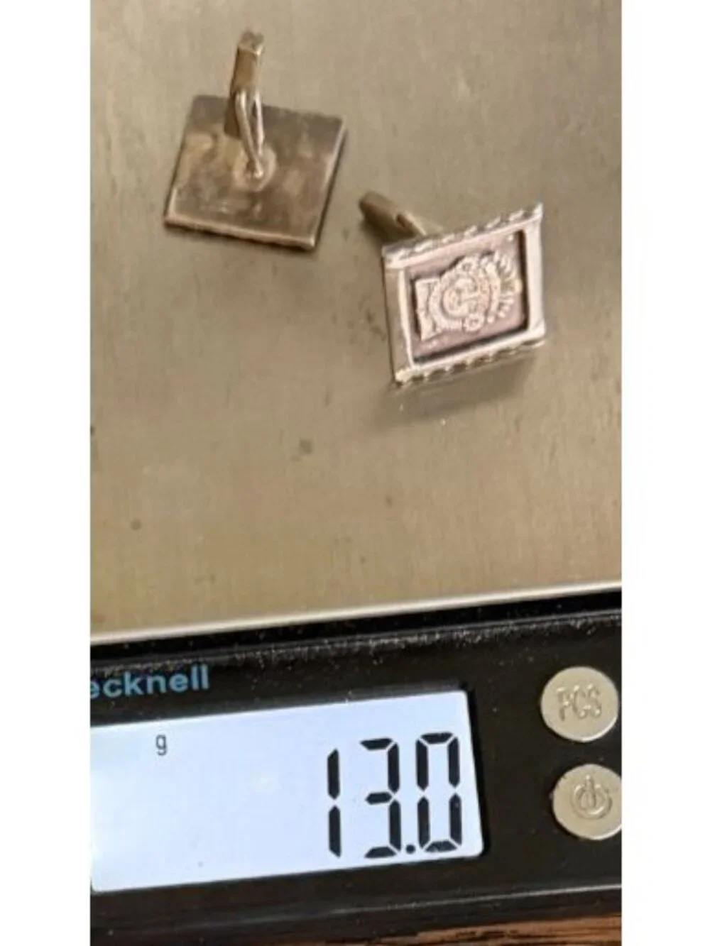 Vintage Aztec Style Sterling Silver Cufflinks Square High Relief XRF Tested 94%